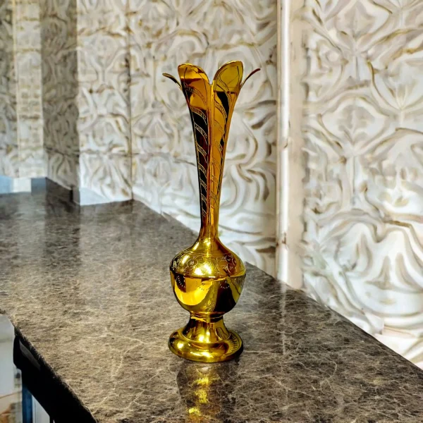 “Polished brass flower vase for home décor”